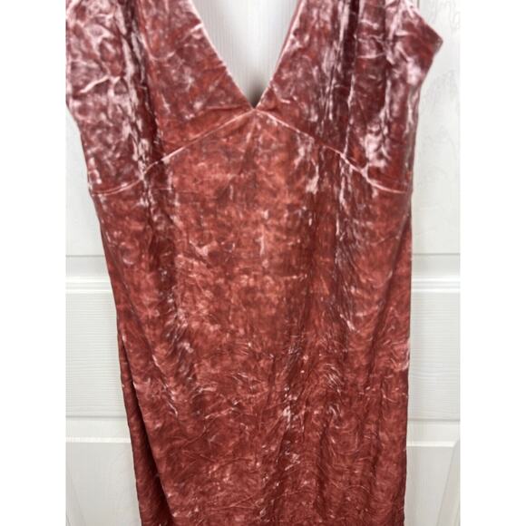 Pink Crushed Velvet Mini Dress Tie Shoulder V-Neck Size 6 Stretchy Y2K Party - Picture 4 of 6